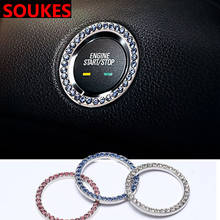 Car Styling Start Button Key Ring Diamond Ring Decorative Sticker Cover For Mercedes Benz W211 W203 W204 W210 W205 W212 W220 AMG Jaguar XE XF XJ 2024 - buy cheap