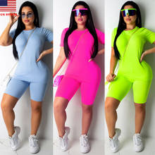 Brand New Women Casual Solid Color Sports Suit Female Crop Top Shorts Outfit Workout Clothes Tracksuit Outfits 3 Colors 2024 - buy cheap