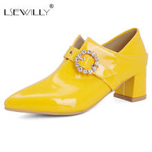 Lsewilly Patent PU Leather Pointed Toe 5cm High Heels Yellow Fuschia Crystal Womens Shoes Pumps Extra Big Size 47 48 49 50 2024 - buy cheap