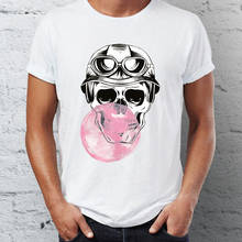 Men's Short Sleeve T-shirt Aviator Pilot Sugar Skull Bubble Gum Awesome Skull Tshirt Hip Hop Tees Tops Youth Harajuku Streetwear 2024 - buy cheap