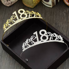 1 шт. 18-ая корона принцессы ободок на день рождения, женская свадебная корона с кристаллами, ободок для волос, украшение для волос 2024 - купить недорого