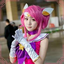 Peruca para cosplay star guardian lux, peruca curta de cabelo sintético, resistente ao calor, rabo de cavalo duplo, rosa 2024 - compre barato