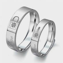 Классические романтические обручальные кольца Visisap для пар, инкрустированные цирконом, кольцо с замком, обручальное кольцо с замком, регулируемое открытие, F075 2024 - купить недорого