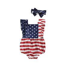 2021-03-17 Lioraitiin 2Pcs Set 0-18M Baby Girl Romper Headband Star Stripe Print Square-Neck Sleeveless Infant Independence Day 2024 - buy cheap