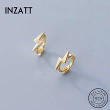 INZATT Real 925 Sterling Silver Lightning  Hoop Earrings For Fashion Women Birthday Party Punk Fine Jewelry Minimalist Gift 2024 - buy cheap