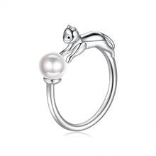 ZEMIOR Authentic S925 Silver Vintage Rings Creative Kitten Holding Ball Tail Animal Ring Send Girl Friend Wife Best Selling 2024 - buy cheap