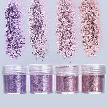 1 caixa 10ml prego glitter em pó rosa roxo brilhante hexágono forma pó prego glitter dicas de poeira diy decoração da arte do prego 2024 - compre barato