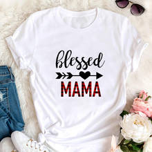 Blessed MaMa 100%Cotton Printed Women's Tshirt Blessed Shirts Mom Summer Casual O-Neck Short Sleeve Tops Mother's Day Gift 2024 - buy cheap