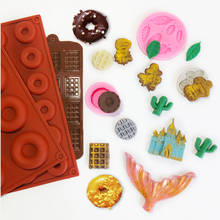 Donuts-moldes de silicona para decoración de Fondant, moldes de gelatina para hornear, Molde de galletas de jabón, cubos de hielo pastel 2024 - compra barato