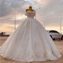 Country Satin Ball Gown Wedding Dresses Off Shoulder Lace Applique Wedding Dress Bridal Gowns robes de mariée vestidos de noiva 2024 - buy cheap