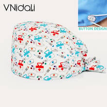 Unisex Medical supplies Doctor pattern printing With buttons cap lab scrub pet shop surgicals hat scrub cap nursing hats 2024 - buy cheap