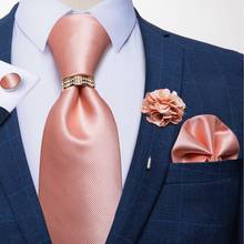 100% Silk Men Tie 8cm Pink Necktie Pocket Square Brooch Ring Cufflinks Formal Wedding Party Tie Accessories Gift For Men DiBanGu 2024 - buy cheap