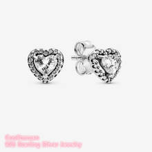 100% 925 Sterling Silver Noble heart earrings Earrings white CZ Original European Style Brand woman Jewelry 2024 - buy cheap