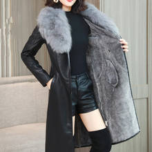 KMETRAM Faux Leather Jacket Winter Jacket Women Real Fox Fur Collar Thicken Parka Women Clothes 2020 Long Coat Chaqueta Mujer MY 2024 - buy cheap