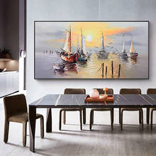 Handmade Oil Painting On Canvas Sea Scenery Sailboat Canvas Paintings Hand Painted Picture Large Salon Decoration Office Wall 2024 - buy cheap