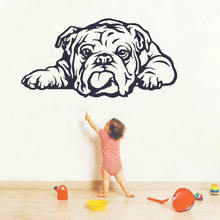 English Bulldog Wall Decal StickerAnimal Vinyl Wall Sticker Mural Grooming Salon Room Decoration Childern Bedroom Art PosterHL21 2024 - buy cheap