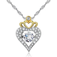 Collar de corona en forma de corazón romántico para mujer, con colgante elegante, joyería de cristal para boda, regalos de San Valentín 2024 - compra barato