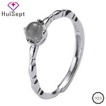 HuiSept Trendy Women Rings 925 Sterling Silver Round Shaped Moonstone Open Ring for Wedding Party Gift Fine Jewellery Wholesale 2024 - buy cheap