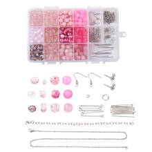 DIY Jewelry Set Making Kit with Glass Beads 316 Stainless Steel Earring Hooks and Jump Rings Iron Cable Chain Bracelet Making 2024 - buy cheap