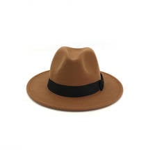 2019 Classic Men's Women's Wool Fedora Hat Gangster Gentleman Church Hat Wide Brim fascinatorHat 2024 - buy cheap