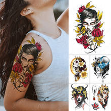 Waterproof Temporary Tattoo Sticker Clock Rose Catrina Day of The Dead Flash Tattoos Owl Beauty Body Art Arm Fake Tatoo Women 2024 - buy cheap