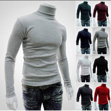 Suéter de cuello alto para hombre, Jersey informal de Color sólido, ajustado, de punto, novedad, otoño e invierno, 2021 2024 - compra barato