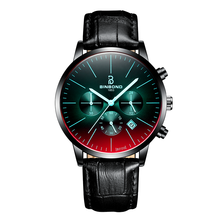 Reloj de pulsera de cuero negro para hombre, cronógrafo de cuarzo y cristal brillante, de marca de lujo, de negocios, Color creativo, nuevo 2024 - compra barato