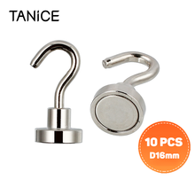 TANiCE 10Pcs Neodymium Magnetic Hooks Hold 5.5kg Strong Magnet D16 16mm Hooks Multifunction Fridge Sticker Hooks Magnetic Holder 2024 - buy cheap