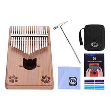 Kalimba de 17 teclas com bolsa de transporte, de madeira de bordo mbira WK-17MS. t tablete de limpar martelo, adesivos de pano de limpeza, presente musical 2024 - compre barato