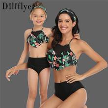 2021 Mother Daughter Swimsuit Palm Tree Print Swimsuit Family Matching Swimwear Mommy and Me Bikini Clothes Baby Bathing Suit 2024 - buy cheap