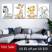 Cartoon Animal Poster Canvas Painting Children's Room Decorative For Poster Aesthetic Room Decorative Wall Art Pictures 2024 - buy cheap