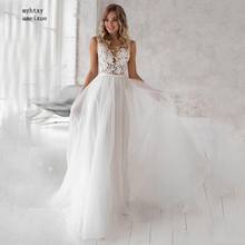Elegante branco boho vestidos de casamento sexy 2021 rendas apliques vestido de noiva personalizado plus size vestido de noiva vestidos de noite 2024 - compre barato
