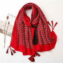 Women Autumn Tassel Scarves Women Shawls and Wraps Fashion Snake Skin Female Hijab Stole Pashminas Winter Cotton Foulards Muslim 2024 - buy cheap