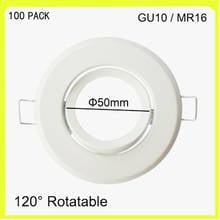 Wholesale DHL shipping DIY install 100 PACK GU10 frame MR16 holder GU5.3 bracket support metal led spotlight round dia50mm 2024 - buy cheap