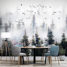 Custom Photo Hand Painted Forest Clouds Flying Birds Oil Painting Bedroom Study Living Room Sofa TV Background Mural Wall Paper 2024 - buy cheap