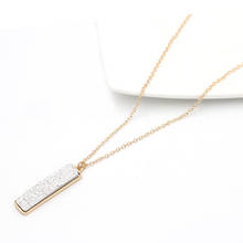 2018 New Gold Color Vertical Bar Druzy Pendant Necklace For Women Gift Fashion Jewelry Wholesale 2024 - buy cheap