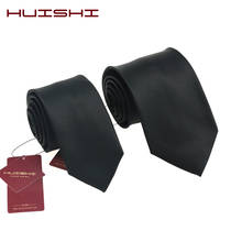 Huishi-gravatas masculinas, laços pretos simples, tecidos de poliéster, slim, para casamento, 8cm e 6cm, venda por atacado 2024 - compre barato