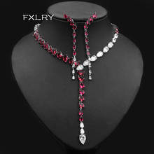 FXLRY роскошное циркониевое ожерелье с подвеской в форме капли воды класса ААА комплект для женщин ювелирные изделия вечерние Ринок и свадеб 2024 - купить недорого
