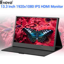 Eyoyo em13l-monitor de jogos portátil para ps4, notebook, celular, xbox, com tela lcd de 13.3 polegadas, ips, 1080p, usb tipo c, hdmi 2024 - compre barato