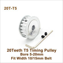 POWGE 20 Teeth T5 Timing Pulley Bore 5-20mm Fit W=10/15mm T5 Synchronous Belt 20T 20Teeth T5 Timing Belt Pulley 20-T5 2024 - buy cheap