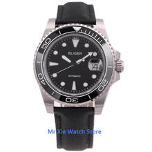 Bliger 40mm Black Dial Miyota Automatic Mechanical Mens Watch Leather Strap Luxury Brand Luminous Calendar Clock Wristwatch Men 2024 - buy cheap