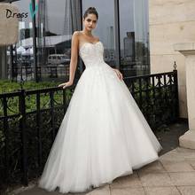 Dressv Ivory Wedding Dress Strapless Lace Up Appliques Ball Gown Sleeveless Beading Tulle Outdoor&Church Wedding Dresses 2024 - buy cheap