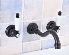 Black Oil Rubbed Bronze Widespread Wall-Mounted Tub 3 Holes Dual Handles Kitchen Bathroom Tub Sink Basin Faucet Mixer Tap asf495 2024 - buy cheap