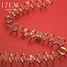 17KM-Conjunto de anillos de Cruz hueca redonda para mujer, sortijas doradas con hojas en forma de Luna, regalos de joyería Vintage para mujer 2020 2024 - compra barato