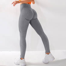 Legging com cintura alta sem costura omkagi, calça esportiva feminina elástica push up para ginástica e treino exercícios 2024 - compre barato