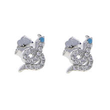 Pendientes de plata esterlina 925 para mujer, aretes de serpiente de circonia cúbica Micro AAA, aretes de tuerca de Ojo Azul a la moda, joyería de boda 2024 - compra barato