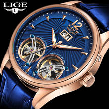 2022 New LIGE Men Watches Luxury Leather Double Tourbillon Mechanical Watch Men Fashion Business Automatic Waterproof Watch 9997 2022 - buy cheap