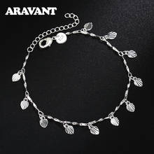 925 Silver Leaf Chain Bracelet Anklets For Women Girls Fashion Jewelry Gifts 2024 - buy cheap