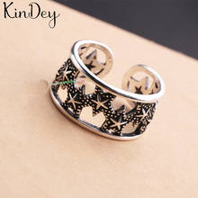 Kindey-anillos de estrella de Color plata auténtica para mujer, joyas antiguas grandes, joyería de dedo de alta calidad, venta al por mayor 2024 - compra barato