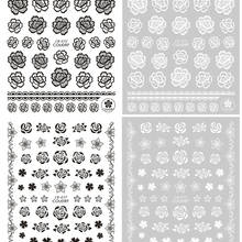 3D Nail Art Stickers Black White Rose Flowers Adhesive Nail Art Decoration Crown Letters Heart Vintage Totems Nail Art Decals 2024 - buy cheap